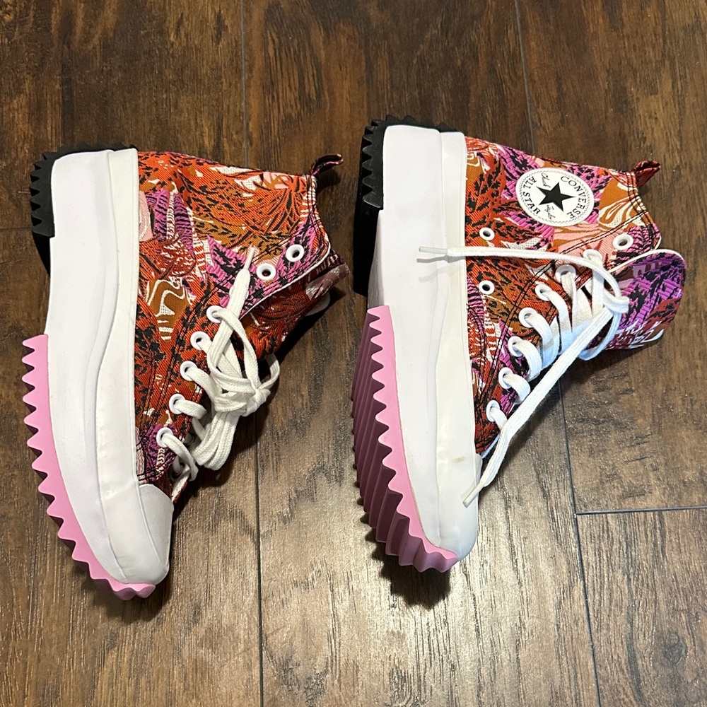 NWOT Unisex Converse Run Star Hike Tropical Floral Jungle Platform Hi Top Shoes - Picture 4 of 11